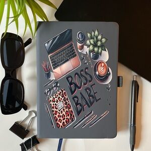 Boss Babe Grey Hardcover Notebook - Stylish Home Office Journal
